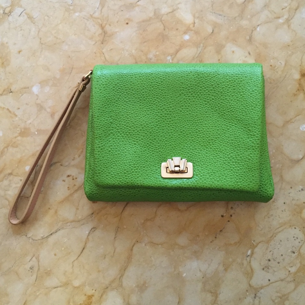 Henri Bendel Clutch Lime Green Leather